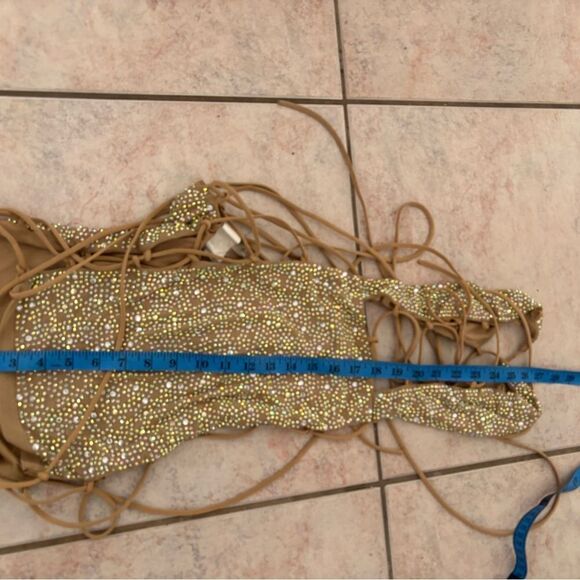 SEXY shiny rhinestone sparkle cutot lace halter top dress stoned beaded Banjul - Picture 1 of 8